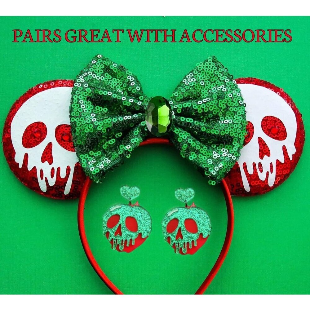 Women's Poison Apple Snow White Witches Cute Halloween Plastic Cosplay Earrings - Picture 4 of 5